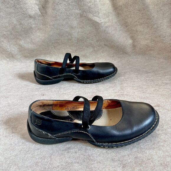 Born black leather Mary Jane comfort shoes womens 9 adjustable strap classic - Picture 4 of 9